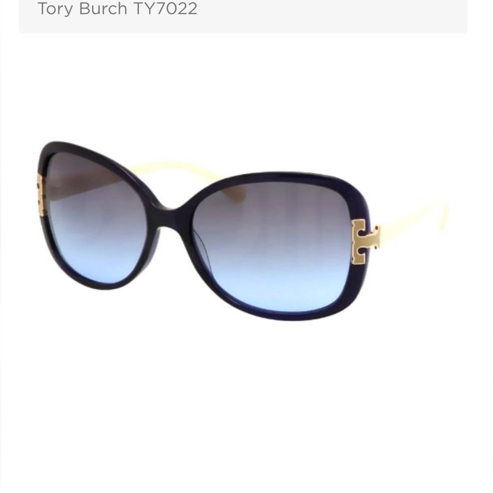 Tory Burch Navy Sunglasses with Bold Orange Case. Great condition, no scratches - Picture 2 of 11